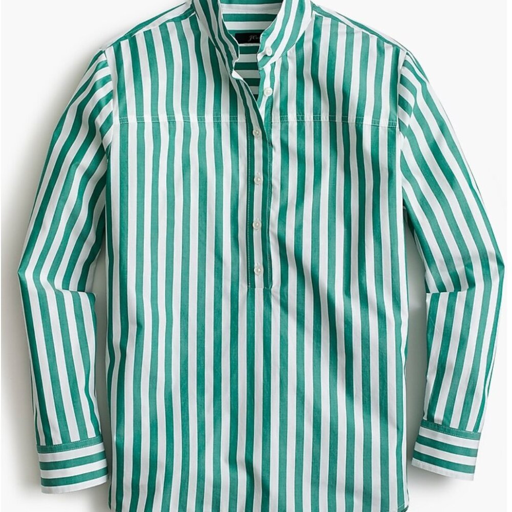 J. Crew Band Collar Striped Popover Tunic Shirt